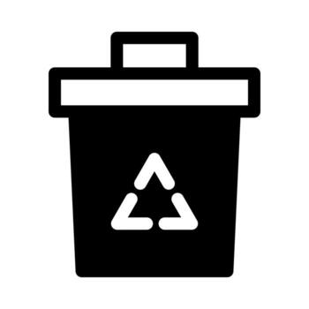A simple filled icon of a generic trash bin or waste container. vector