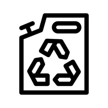 A linear graphic of a metal container with the recycle symbol. vector