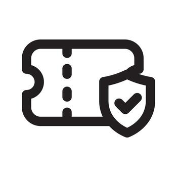 A line style icon of a shield with a ticket symbolizing access control or event security. vector