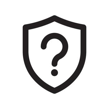 un línea estilo icono de un proteger con un pregunta marca simbolizando seguridad consulta o incierto riesgo. vector