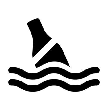 A solid style icon of waste in the ocean, symbolizing sea pollution and environmental issue. vector