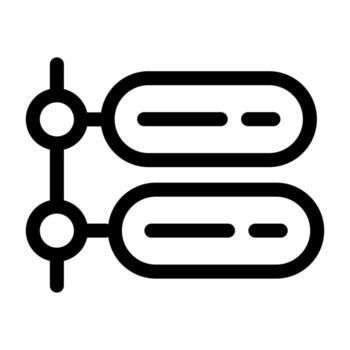 A linear graphic depicting two linked servers in a simplified server duo arrangement. vector