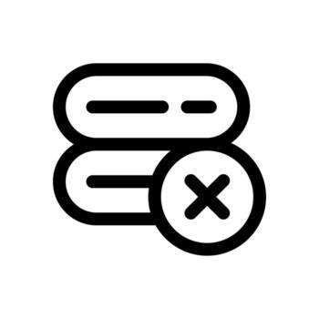 un contorno icono de un servidor con un abajo flecha, indicando servidor abajo o desconectado estado. vector