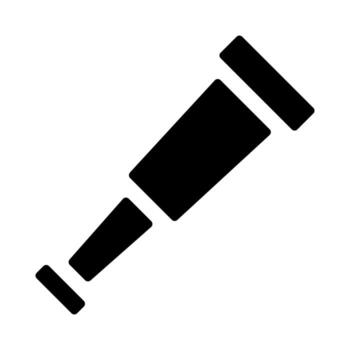 A solid style icon of a device for viewing distant objects, symbolizing exploration. vector