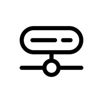 An outline icon of a server connected by a line to a switch, representing server connect. vector
