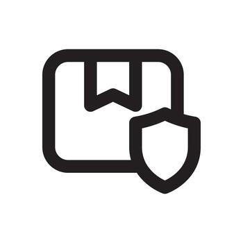 A line style icon of a shield with a network packet symbolizing network data security or transmission protection. vector