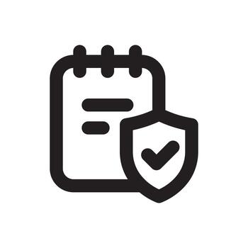 A line style icon of a shield with a calendar symbolizing schedule security or event protection. vector