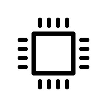 A simple line icon of an integrated circuit or processor chipset. vector