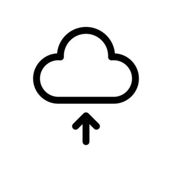 An outline icon of a cloud with an up arrow, symbolizing file cloud upload. vector