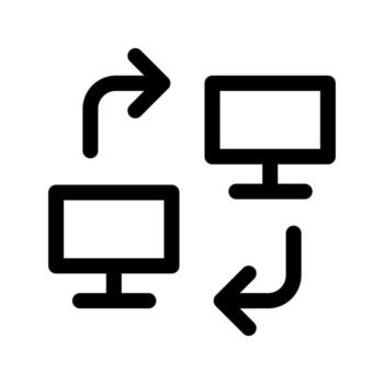 A linear graphic depicting a server connected to a device, symbolizing data server access. vector