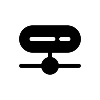 A solid icon of a server connected by a line to a switch, representing server connect. vector