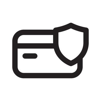 un línea estilo icono de un proteger con un pago tarjeta simbolizando seguro pago o tarjeta seguridad. vector