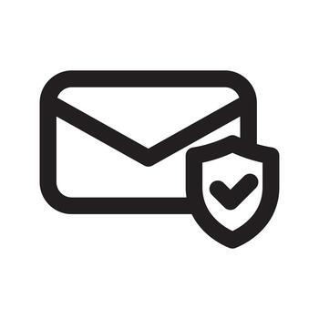 A line style icon of a shield with an envelope symbolizing email security or secure communication. vector