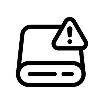 A simple line icon of a server with an exclamation mark, indicating a server alert or warning. vector