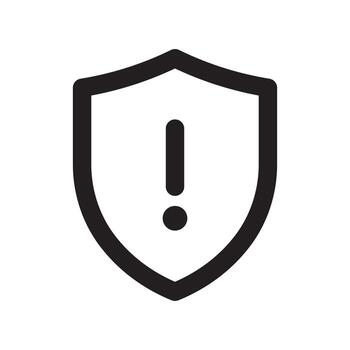 A line style icon of a shield with an exclamation mark symbolizing security warning or alert. vector