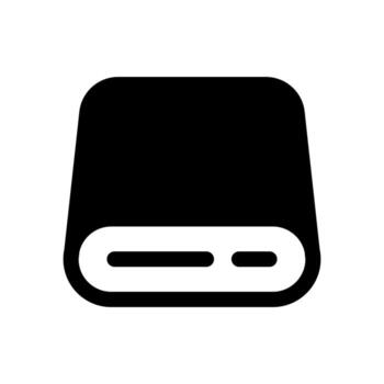 A simple solid icon of a folder with a gear, representing file storage configuration. vector