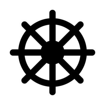 A line style icon of a helm, symbolizing navigation, control, or steering. vector