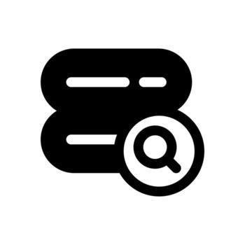 un sencillo lleno icono de un servidor con un aumentador vaso, para servidor buscar o datos consulta. vector