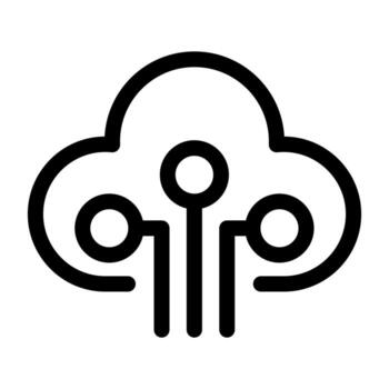 A simple line icon of connected dots and lines, representing a complex network system. vector