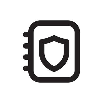 A line style icon of a shield with a document symbolizing file security or record protection. vector