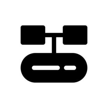 A filled graphic depicting a main server connected to multiple branches, symbolizing a branch server. vector