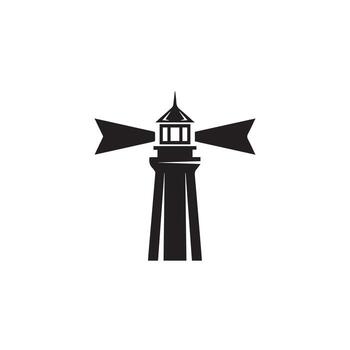 Minimalist Lighthouse Beacon Guiding Light Navigation Symbol. vector