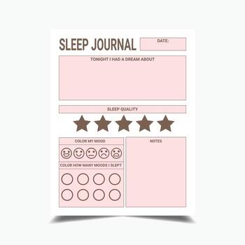 Sleep Journal Template Daily Sleep Tracker with Mood and Dream Log vector
