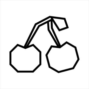 Geometric Cherry Outline Polygonal Angular Fruit Icon vector