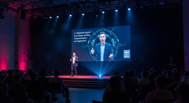 Engaging tech conference presentation with dynamic speakers and audience interaction photo