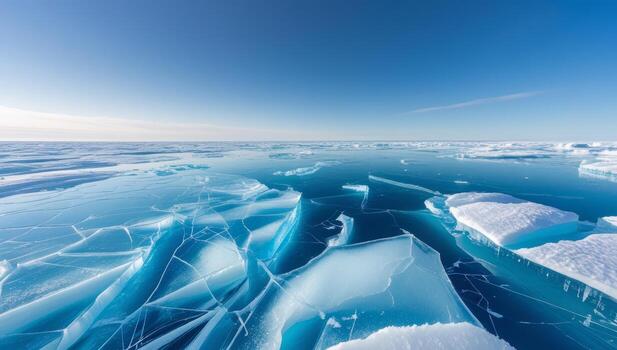 Stunning panorama displaying the jagged ice formations across a vast frozen expanse photo