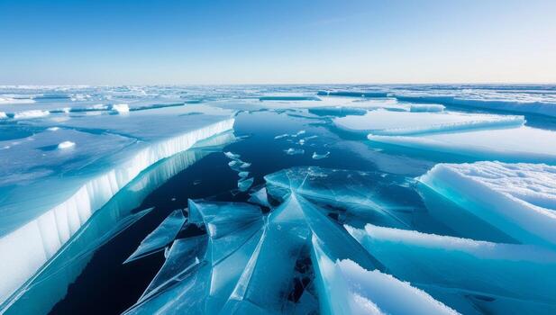 Serene Arctic Landscape Capturing the Glacial Splendor of Ice Formations and Azure Waters photo