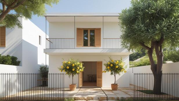 Charming Mediterranean Villa with Lemon Trees and Classic Architecture photo