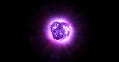 Abstract glowing sphere or star with pulsating neon light rays emanating from its core, ideal for energy, magic, or cosmic themes325467 video