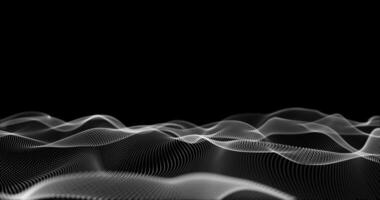 A wave-like stream of many luminous dots creates the effect of a digital surface. Fluid and abstract movement symbolizes data, sound, or energy. Looping seamless animation.121 video