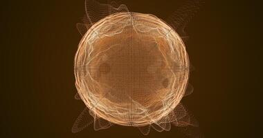 en pulserande energi sfär skapas från många små element. ett abstrakt form den där symboliserar kraft, data, eller en vetenskaplig fenomen. looping sömlös animation.114 video