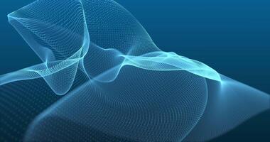 A wave-like stream of many luminous dots creates the effect of a digital surface. Fluid and abstract movement symbolizes data, sound, or energy. Looping seamless animation.114 video