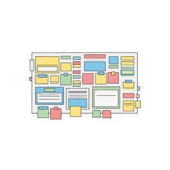 Colorful Illustration of an Agile Scrum Kanban Board with Sticky Notes for Project Management vector