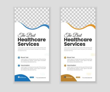 Creative modern roll-up banner, rack card, and DL flyer design template vector