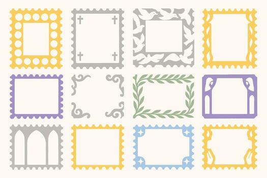 All Saints' Day Decorative Frames and Symbolic Borders Set vector