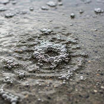 cerca arriba resumen ver de un texturizado gris superficie con circular patrones y pequeño blanco golpes parecido a natural formaciones foto