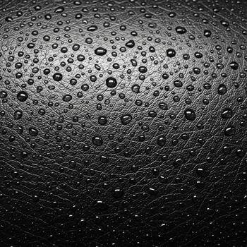 Close up macro shot of water droplets on a textured dark surface creating a captivating abstract pattern photo