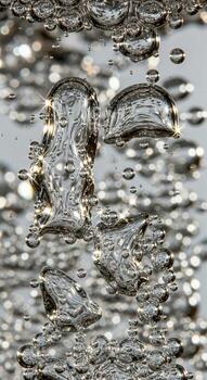 Abstract macro view of water bubbles and reflections creating a mesmerizing shimmering and textured visual effect photo