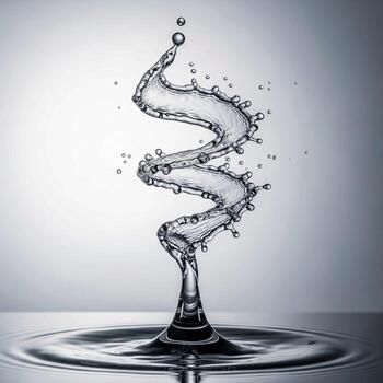 Captivating spiral water splash frozen in time creating a dynamic sculpture of liquid motion photo