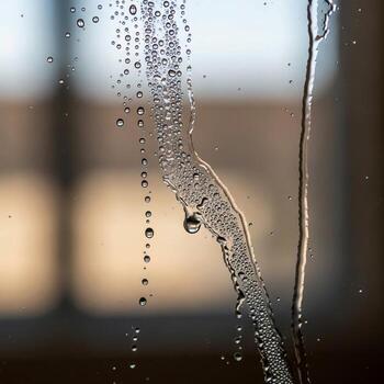 cerca arriba de agua gotas y rayas corriendo abajo un ventana cristal creando resumen patrones y texturas foto