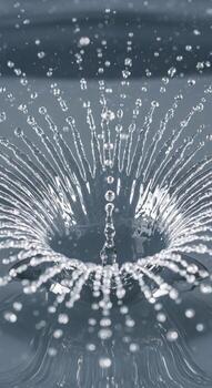 Abstract digital vortex of glowing white data streams swirling into a central point of light and information photo