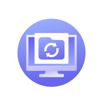data recovery icon with folder and computer vector