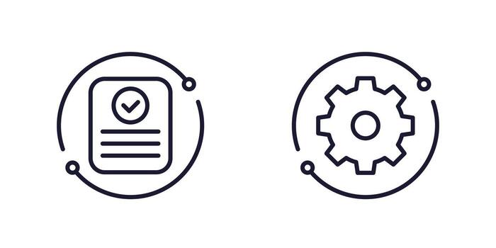 protocol icons on white, line design vector