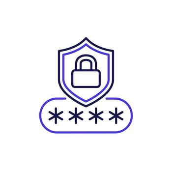 password security line icon with shield and lock vector