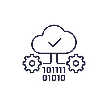 cloud computing line icon on white, vector