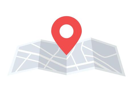 Folded paper map, location, gps pin navigation icon vector